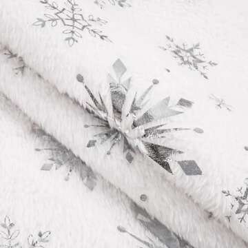 Christmas Pillow Covers 18 x 18 Inch, Set of 2 Silver Sparkle Chic Snowflake Throw Pillow Covers for Winter Holiday, Christmas Decorative Fluffy Plush Soft Cushion Cases for Sofa Couch Bench, White