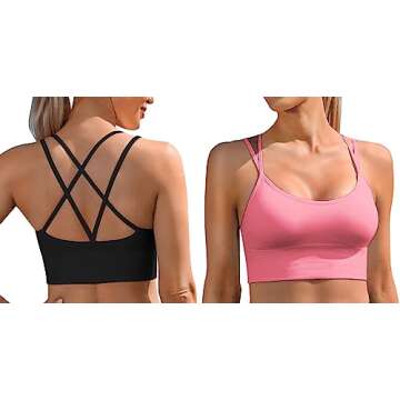 Sykooria Strappy Sports Bra 3 Pack Workout Tops Padded Sports Bra Pack Wirefree Criss Cross Bra 3 Pack
