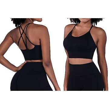 Sykooria Strappy Sports Bra 3 Pack Workout Tops Padded Sports Bra Pack Wirefree Criss Cross Bra 3 Pack