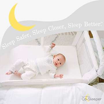 Arm’s Reach Clear-Vue Co-Sleeper Bedside Bassinet Featuring Clear Mesh Panels with Fold-Down Side, Large Attached Storage Basket, 4 Wheels, and Height-Adjustable Legs, White