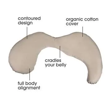 Boppy Total Body Pregnancy Pillow with Organic Cotton, Easy-on Removable Cover in Biscuit for Full-B...