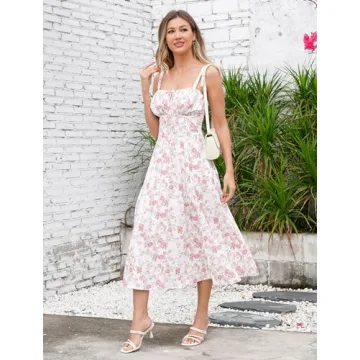 Elegant IBTOM CASTLE Floral Midi Corset Dress for Women
