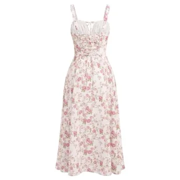 Elegant IBTOM CASTLE Floral Midi Corset Dress for Women