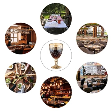 Vintage Wine Glasses Set of 6 Colored Goblets 11 Ounces