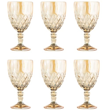 Vintage Wine Glasses Set of 6 Colored Goblets 11 Ounces