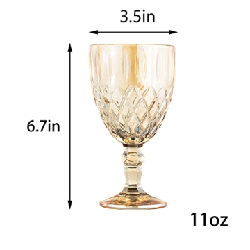 Vintage Wine Glasses Set of 6 Colored Goblets 11 Ounces