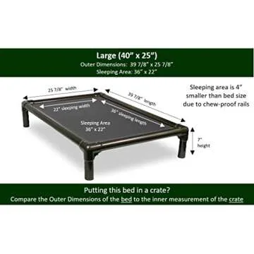 Kuranda Chewproof Dog Bed - Walnut PVC - 40" x 25" - Heavy Duty Vinyl - Smoke
