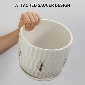 Laerjin Ceramic Plant Pots with Saucers Set of 3