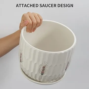 Laerjin Ceramic Plant Pots with Saucers Set of 3