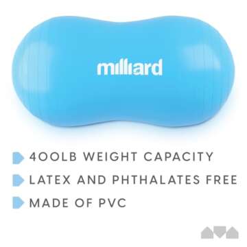 Milliard Peanut Ball Physio Roll for Exercise, Therapy, Labor, Birthing and Dog Training