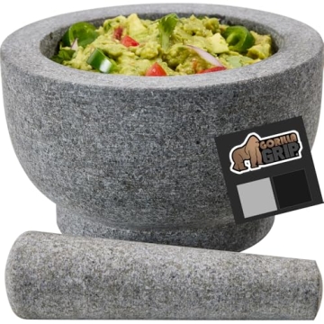 Gorilla Grip Granite Mortar and Pestle Set for Cooking Enthusiasts