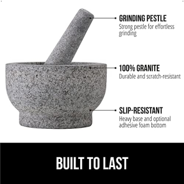 Gorilla Grip Heavy Duty Granite Mortar and Pestle Set