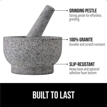 Gorilla Grip Heavy Duty Granite Mortar and Pestle Set