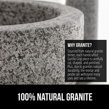 Gorilla Grip Heavy Duty Granite Mortar and Pestle Set