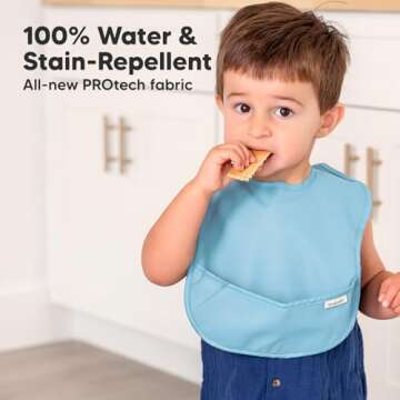 3-Pack Waterproof Baby Bibs for Eating - Lightweight Baby Bib with Food Catcher, Mess Proof Toddler ...