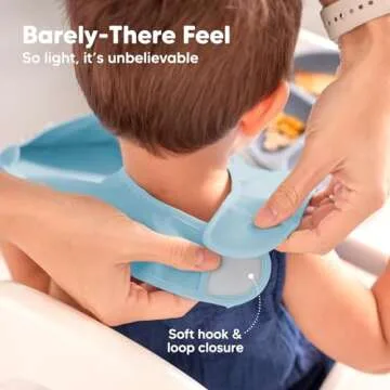 3-Pack Waterproof Baby Bibs for Eating - Lightweight Baby Bib with Food Catcher, Mess Proof Toddler Bibs, Waterproof Bibs for Baby Boys, Baby Girls, Feeding Bibs, Drool Bibs, Baby Food Bibs (Ocean)