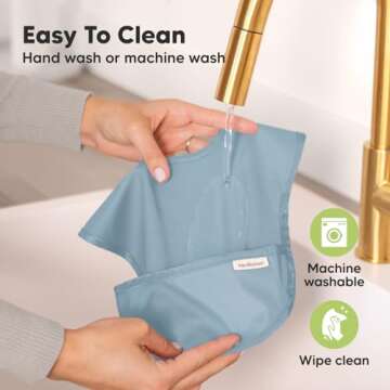 3-Pack Waterproof Baby Bibs for Eating - Lightweight Baby Bib with Food Catcher, Mess Proof Toddler Bibs, Waterproof Bibs for Baby Boys, Baby Girls, Feeding Bibs, Drool Bibs, Baby Food Bibs (Ocean)