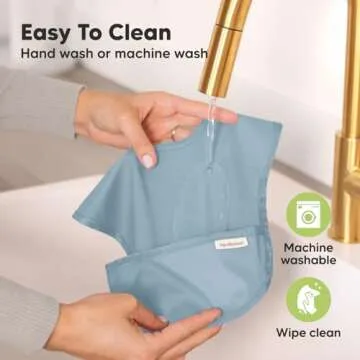 3-Pack Waterproof Baby Bibs for Eating - Lightweight Baby Bib with Food Catcher, Mess Proof Toddler Bibs, Waterproof Bibs for Baby Boys, Baby Girls, Feeding Bibs, Drool Bibs, Baby Food Bibs (Ocean)