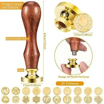 Xuniea 12 Pieces Christmas Halloween Wax Seal Stamp Set Seal Wax Stamps with Wooden Handle, Melting ...