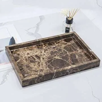 StonePlus Natural Marble Tray for Home Decor and Organization