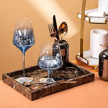 StonePlus Natural Marble Tray for Home Decor and Organization