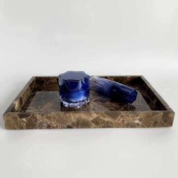 StonePlus Natural Marble Tray for Home Decor and Organization