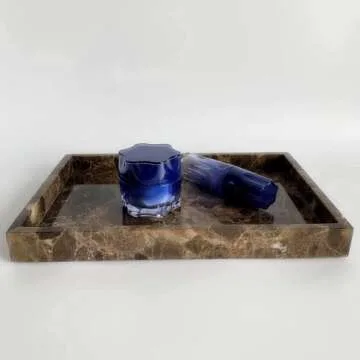 StonePlus Natural Marble Tray for Home Decor and Organization