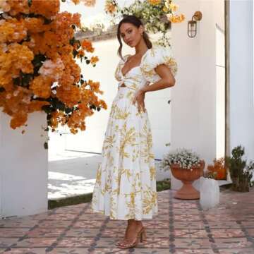 Charming V-Neck Floral Maxi Dress for Summer Fashion