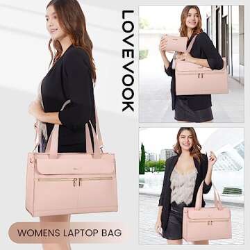 LOVEVOOK Laptop Bag for Women 15.6 Inch Laptop Tote Work Bag Professional Leather Computer Briefcase...