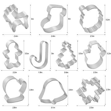 Delightful Christmas Cookie Cutters Set - 10 Shapes for Holiday Baking