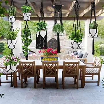 Macrame Plant Hangers 6Pack for Boho Home Décor