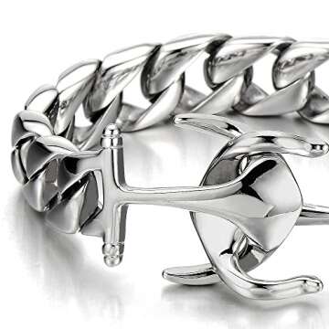Stylish Stainless Steel Anchor Bracelet for Men
