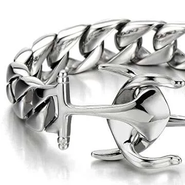 Stylish Stainless Steel Anchor Bracelet for Men