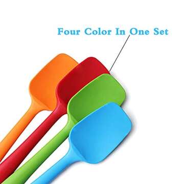 Delidge 4 Piece Silicone Spatulas Heat Resistant 11inch Large Rubber Spatulas for Baking, Cooking, and Mixing Non-Stick Flexible Seamless Spatulas with Stainless Steel Core