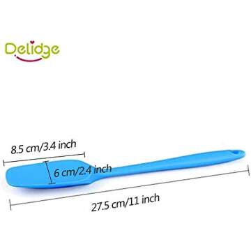 Delidge 4 Piece Silicone Spatulas Heat Resistant 11inch Large Rubber Spatulas for Baking, Cooking, and Mixing Non-Stick Flexible Seamless Spatulas with Stainless Steel Core