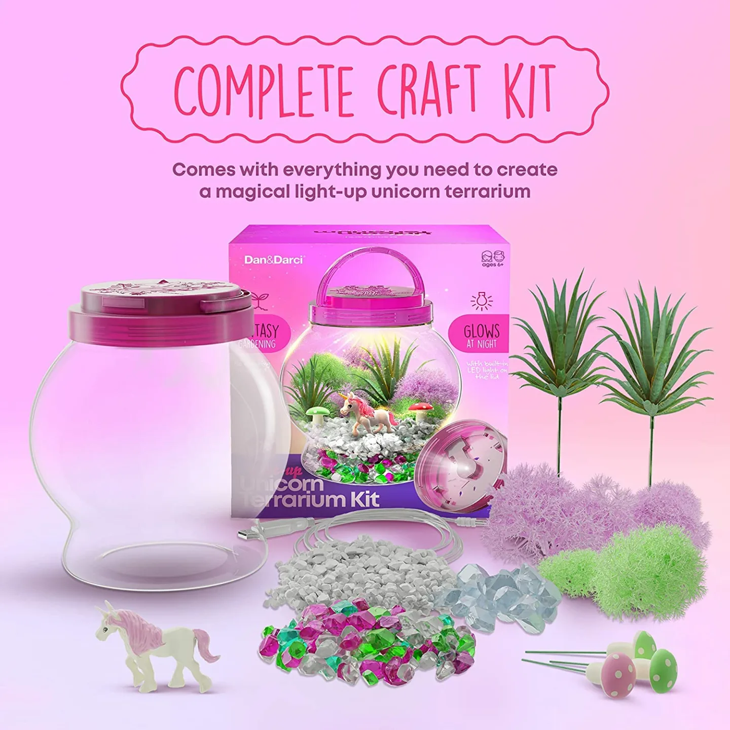 Unicorn Terrarium Kit - Magical Craft for Kids Ages 4-12