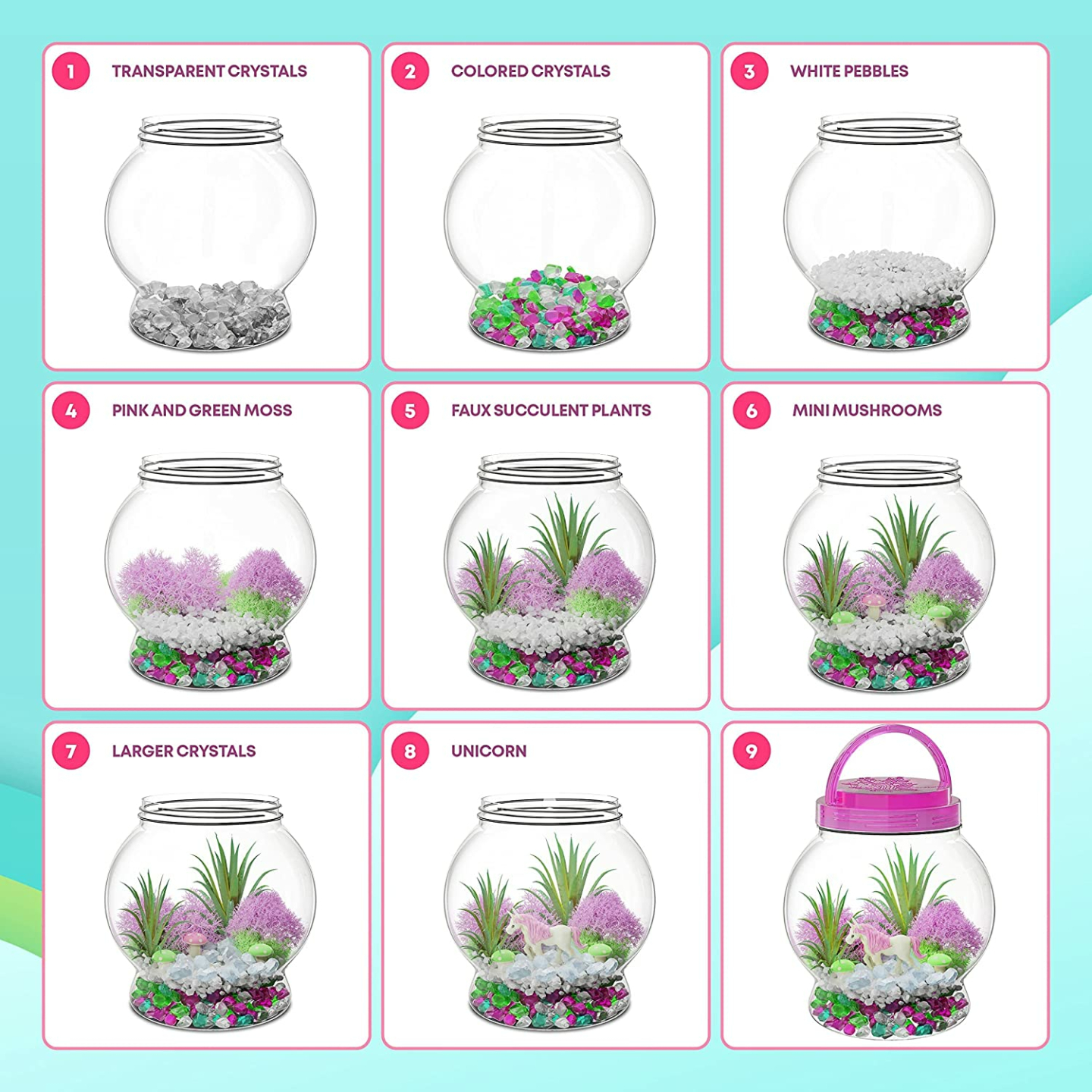 Unicorn Terrarium Kit - Magical Craft for Kids Ages 4-12