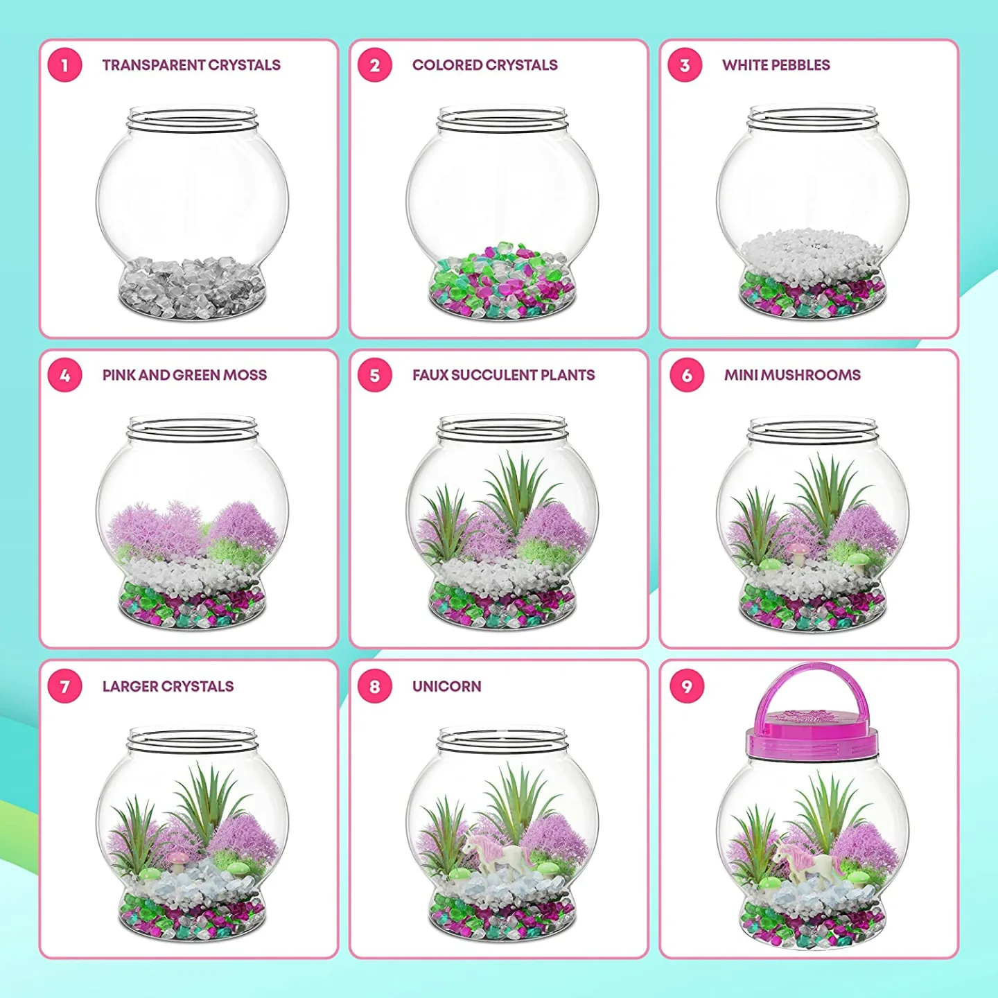 Unicorn Terrarium Kit - Magical Craft for Kids Ages 4-12