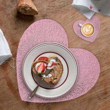 Heart-Shaped Placemats Set for Valentine's Day Dining