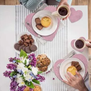 Heart-Shaped Placemats Set for Valentine's Day Dining