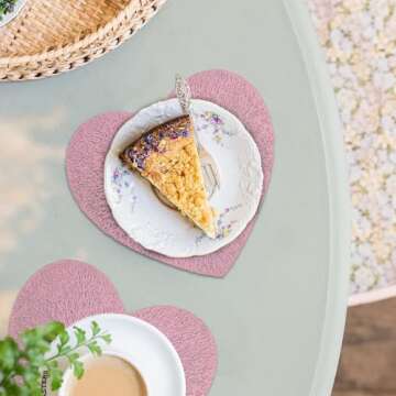 Heart-Shaped Placemats Set for Valentine's Day Dining