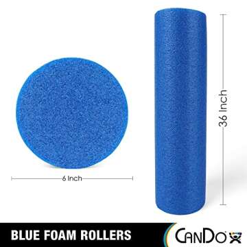 CanDo Blue PE Foam Rollers for Fitness, Exercise Muscle Restoration, Massage Therapy, Sport Recovery...