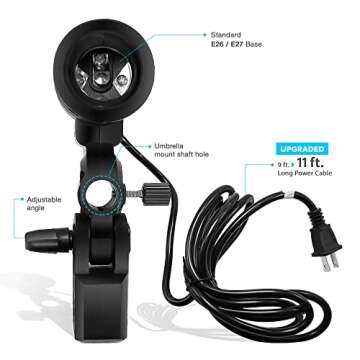 LimoStudio 11ft Extended Cable Light Socket for Photography