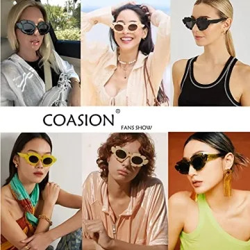 COASION Trendy Cat Eye Sunglasses UV400 Protection Retro