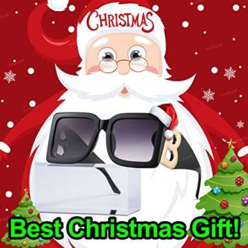 SeeBand Fashion Oversized Square Sunglasses for Women Men Trendy Black Thick Frame Luxury Designer B...