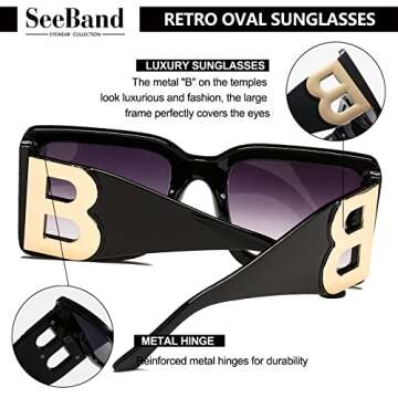 Luxury Oversized Square Sunglasses for Men Women