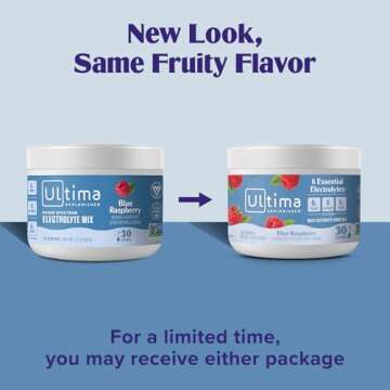 Ultima Replenisher Daily Electrolyte Powder Drink Mix – Blue Raspberry, 30 Servings – Hydration ...