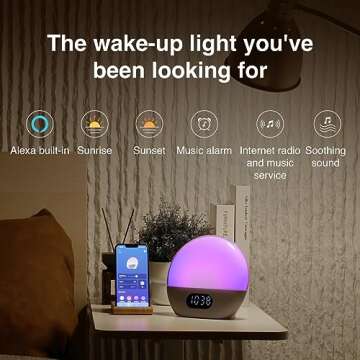 WiiM Wake-up Light, Alexa Built-in, Unlimited Sound Choices, All-in-One Sunrise Alarm Clock, Sound M...