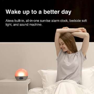 WiiM Wake-up Light, Alexa Built-in, Unlimited Sound Choices, All-in-One Sunrise Alarm Clock, Sound Machine, Sleep Routines and More - Polished Silver