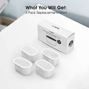 Dog Water Fountains by WOPET, 4 Pcs Pet Water Fountain Filters for W600 Dog Fountain, Large Dog Fountain Filter Replacement Cats,Pets